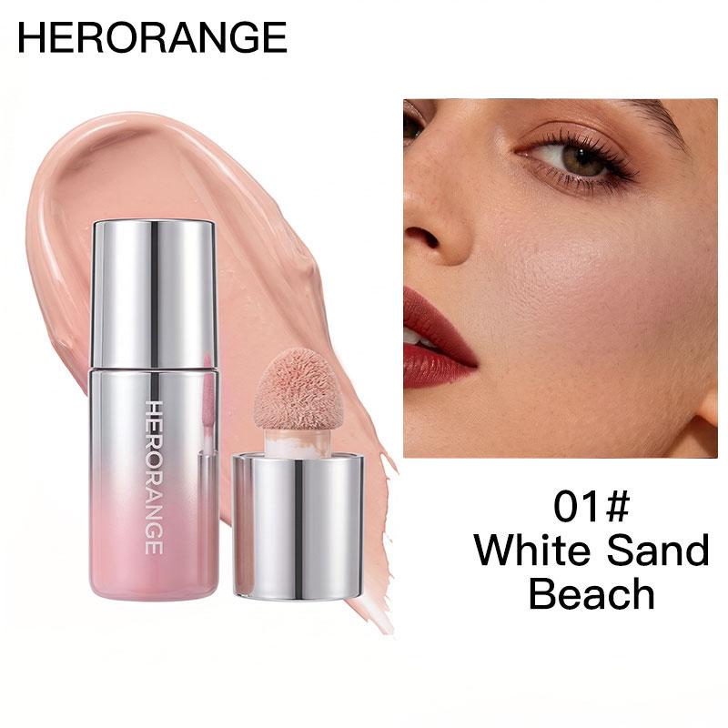 HERORANGE Cheek Color Diffuse Liquid Blusher, Natural Lightweight Liquid Blush with Sponge Applicator, Blendable Cream Blush for Face Makeup