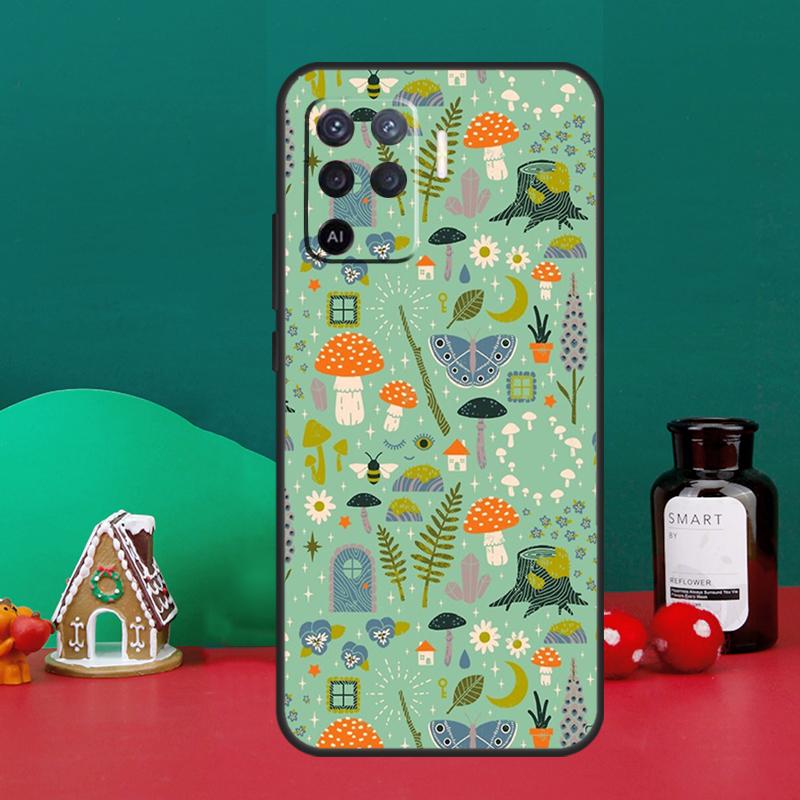 Mushroom Forest Case For Oppo A16 A76 A96 A17 A60 A40 A80 A98 A58 A78 A18 A38 A57 A74 A54 A94 A15 A5 A6 Pro