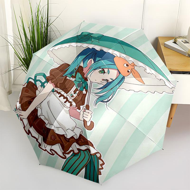 

1pc Anime Character Inspired Outdoor Umbrella - Automatic Opening/Closing, Portable Tri-Fold Design with 8-Bone Iron Frame - Perfect Gift for Fan