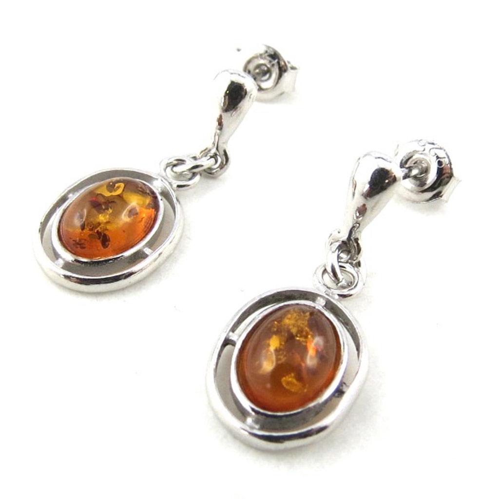 Les Trésors De Lily [N1960] - Stříbrné náušnice Amber 'Inspiration' (rhodiované) - 25x10 mm