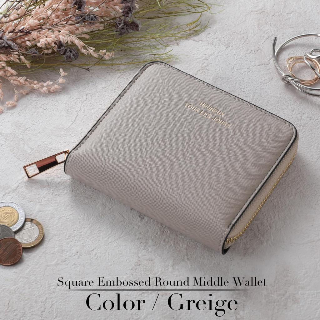 Naru Synthetic Leather Round Zipper Wallet, Bifold Wallet for Women, Compact, Large Capacity, Coin Purse, Card Case, Muted Color, Stylish, Simple,