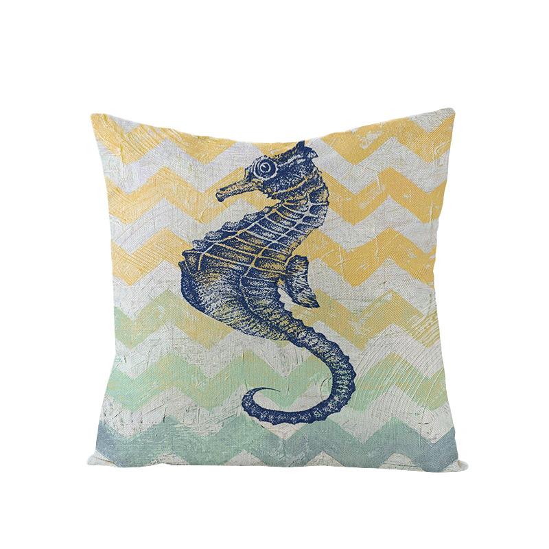 Home Marine Life Polyester Printed Pillow Case Combination Car Pillow Cushion Cover
