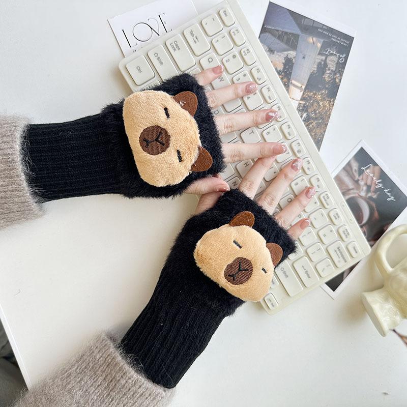 

Нові зимові рукавички для дорослих Капібара мультяшно милі, захищають від холоду та зігрівають, і є студентськими рукавичками без пальців для письма та офісу. One Size