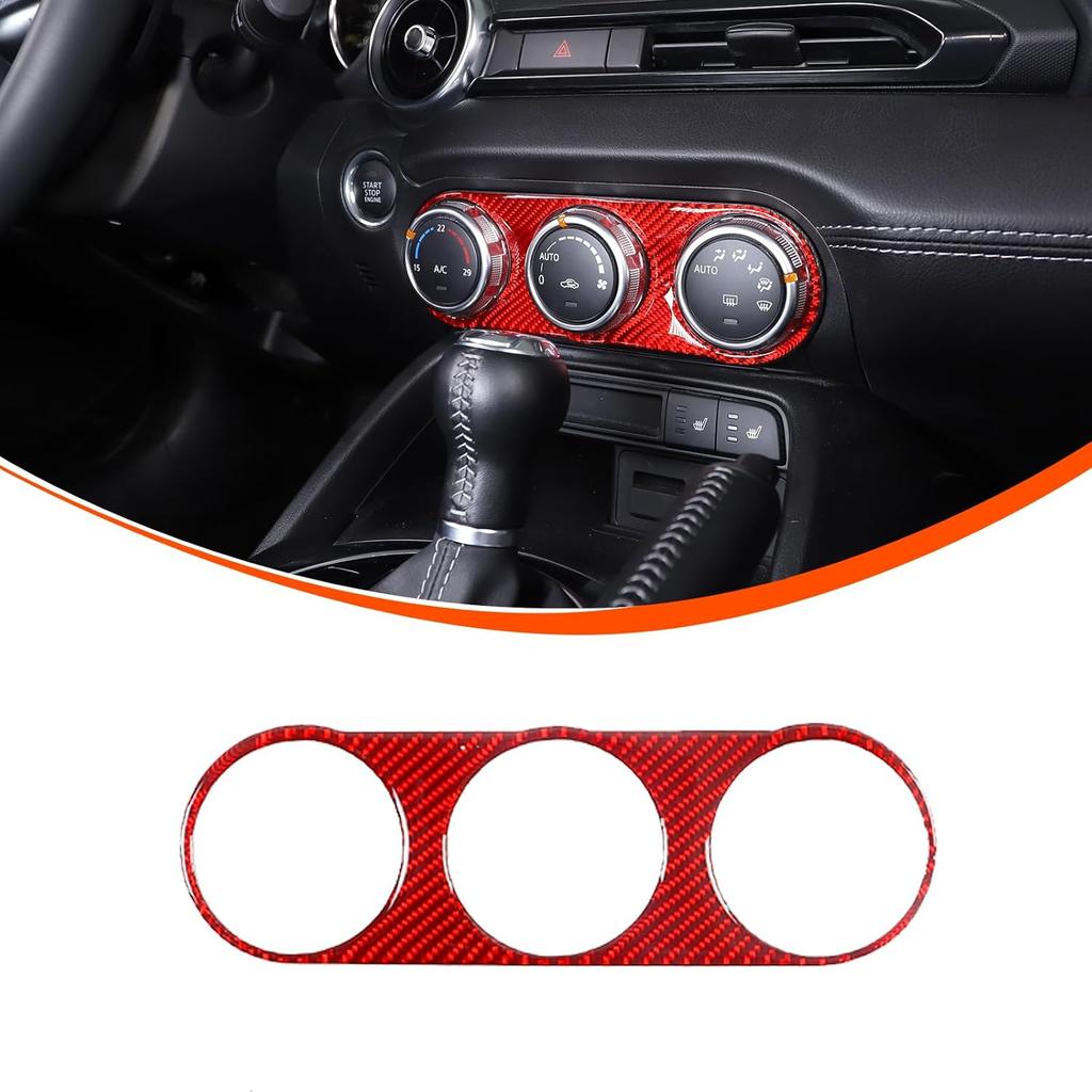 Center Dash AC Switch Cover Trim Frame Compatible with 2016-up Mazda MX-5 Miata Accessories,Carbon Fiber Style Air Conditioner Switch Panel Trim
