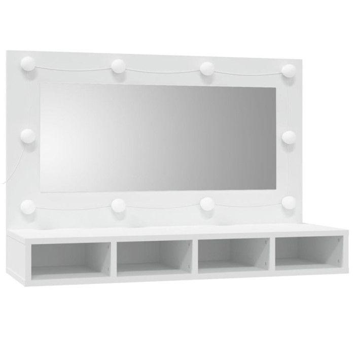 VidaXL Armoire à Miroir avec LED Armoire Murale Armoire de Salle de Bain Meuble de Rangement Armoire de Rangement Blanc 808891