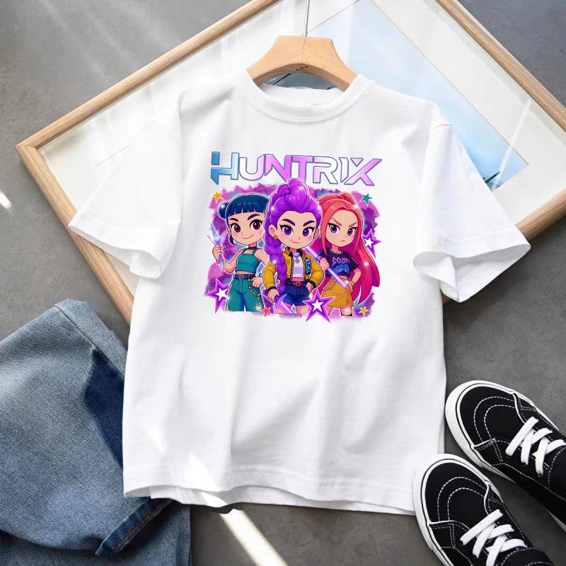 Kpop Demon Hunters Barneklær Kortarmet T-skjorte Søt K-pop Demon Hunters Tiger Harajuku T-skjorte for Gutter Jenter