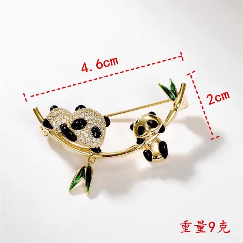 Новая милая китайская брошь-панда, модная универсальная брошь-животное с бамбуком, новый световой люксовый значок, аксессуары для куртки