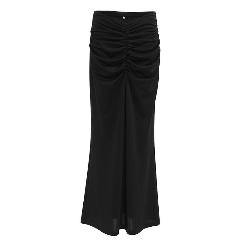 

Fashion Black Work Clothing Skirt Pure Color Bodycon Dress Floor-Length Dress Sexy Fashion Formal Dress Black S(Suggested 47.50 kg-52.50 kg)