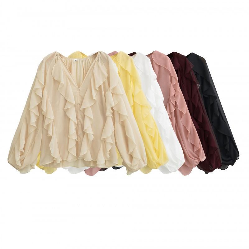 Womens Classic Versatile Layered Blouse Casual Elegant Long Sleeve Shirt Daily Wear
