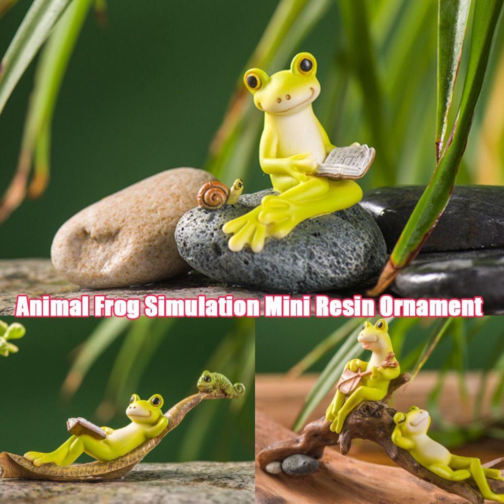 Resin Frog Flower Pot Ornaments Mini Home Micro Landscape Cute Animal Frog Ornament