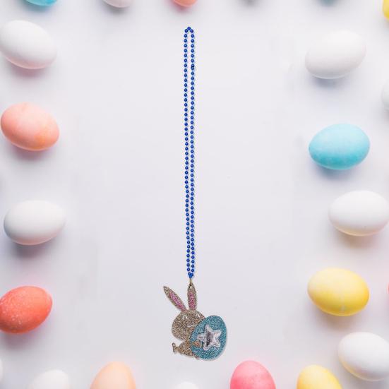 Easter Necklace Cute Bunny Carrots Colorful Egg Chick Pendant Exquisite Elegant Festival Dress-Up Carnival Decoration Plastic Beaded Chain Easter