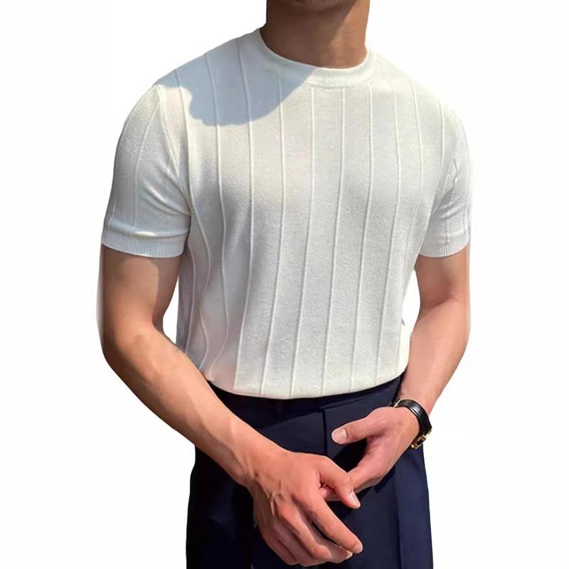 Men's Stripe and Solid Paneled Shirt