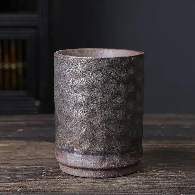 Vintage Handmade Chinese Stoneware Mug - Large Rustic Coffee Cup for Home & Office, Ceramic Tea Cup with Unique Design Gift Idea