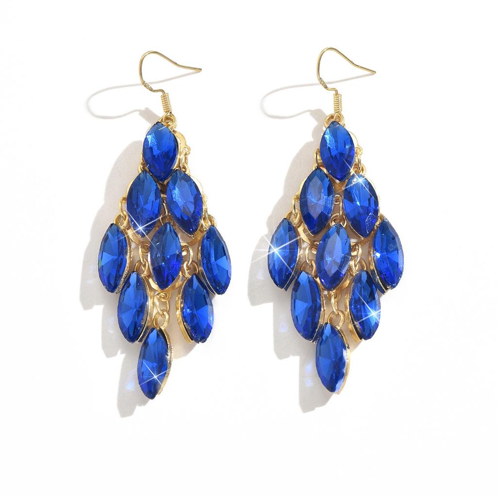 Diamond Leaf Fringed Ear Hook Heavy Industry Exaggerated Personality Earrings Light Luxury Premium Earrings Women