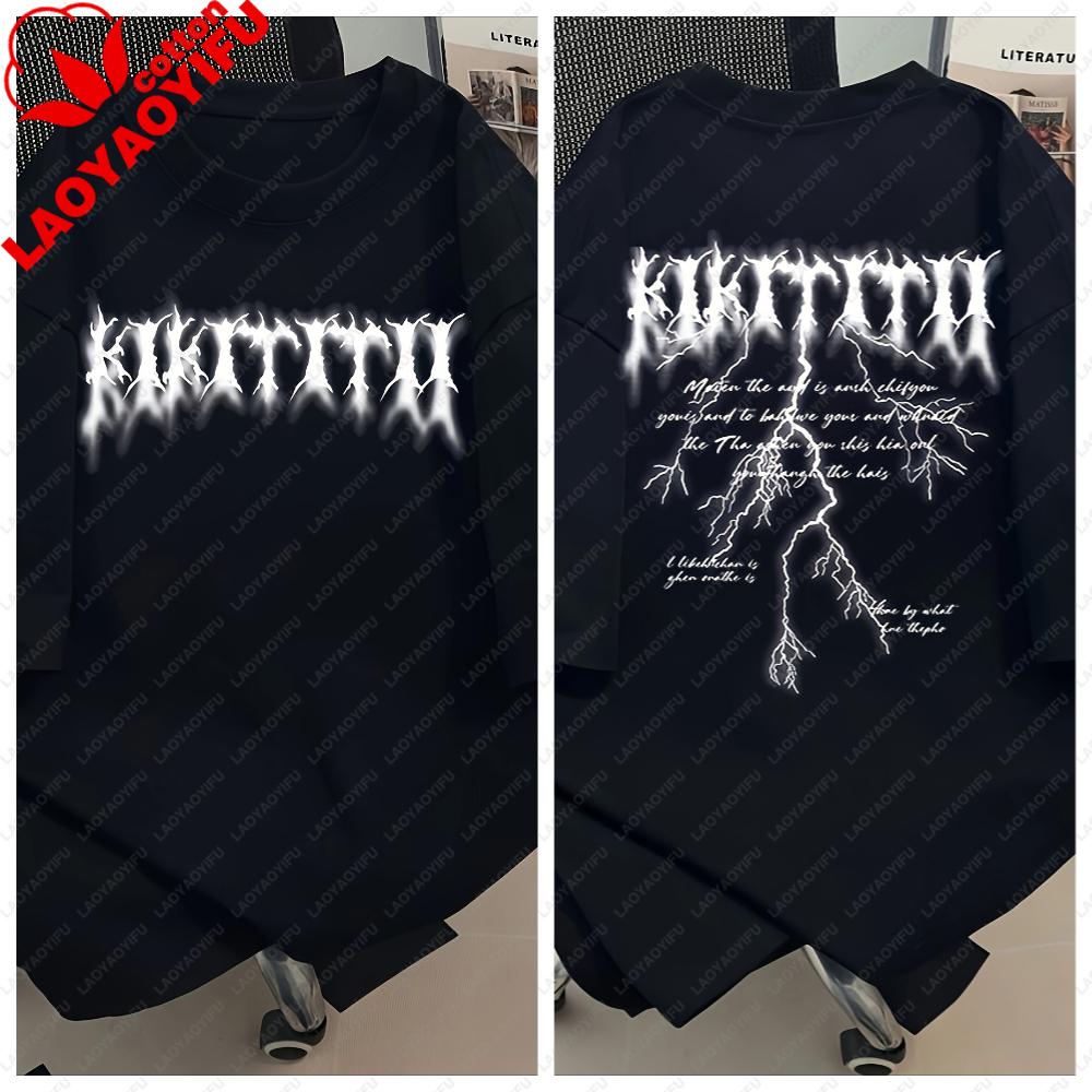 

Unisex Cotton Gothic Lightning Graphic Tee Edgy Metal Font Thunder Design with Inspirational Quotes Casual Top for Unisex Women S