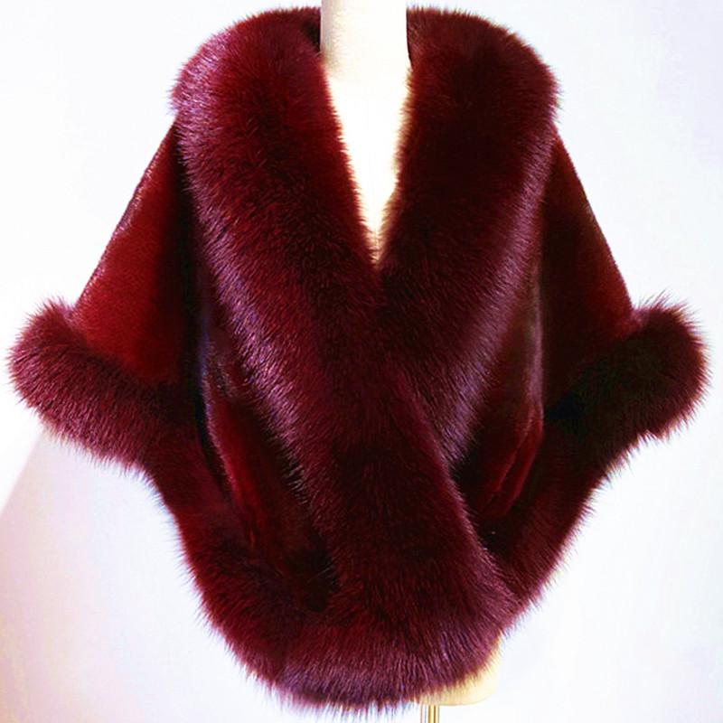 

Удобное пальто-накидка, пушистое женское зимнее пальто из искусственного меха, модное теплое пальто на осень-зиму One Size вино красного