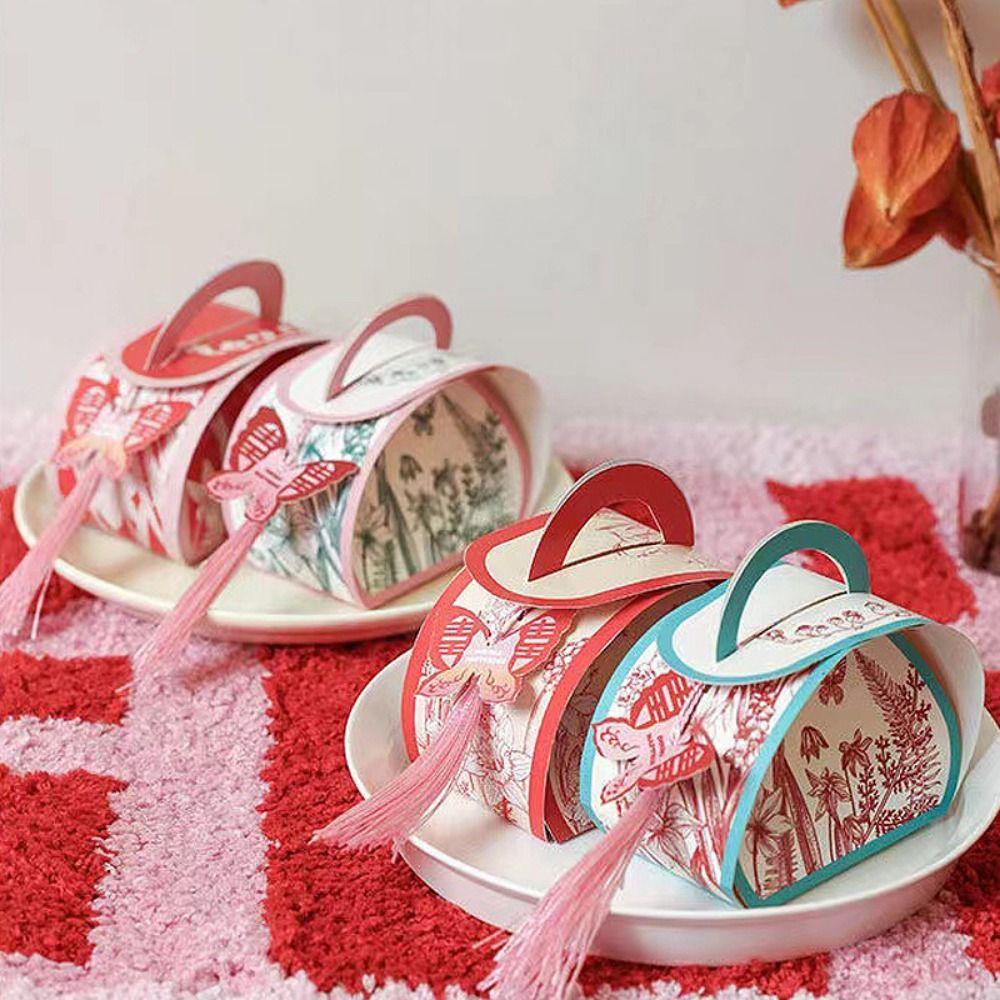 

10pcs Chines Style Birthday Candy Boxes Handheld Gift Box Creative Candy Packaging Box for New Year Style A