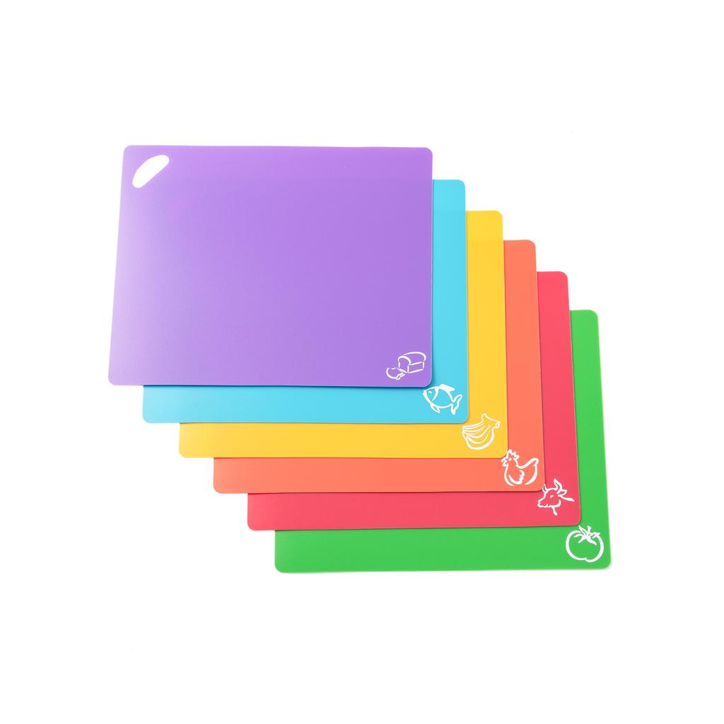 6pcs/Set Kitchen Plastic Cutting Board Set Flexible Cutting Mat Non-Slip Chopping Board for Cooking