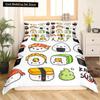 Japanese Sushi King Queen Duvet Cover Little Cat Bedding Set Novelty Cartoon Pet Animal Japan Food White Polyester Quilt Cover