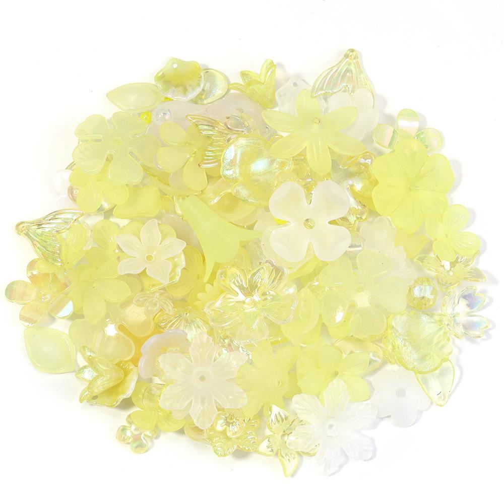 50g/lot Multistyle Acrylic Beads Colorful Flower Leaf Shape Loose Spacer Beads For DIY Handmade Phone Chain Keychain Accessories