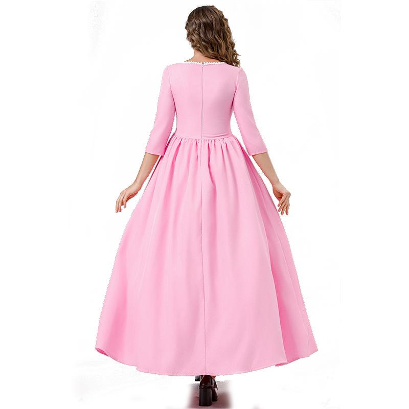 Cosplay Halloween princess dress with seven-quarter sleeves, pink court party robe, magician dress