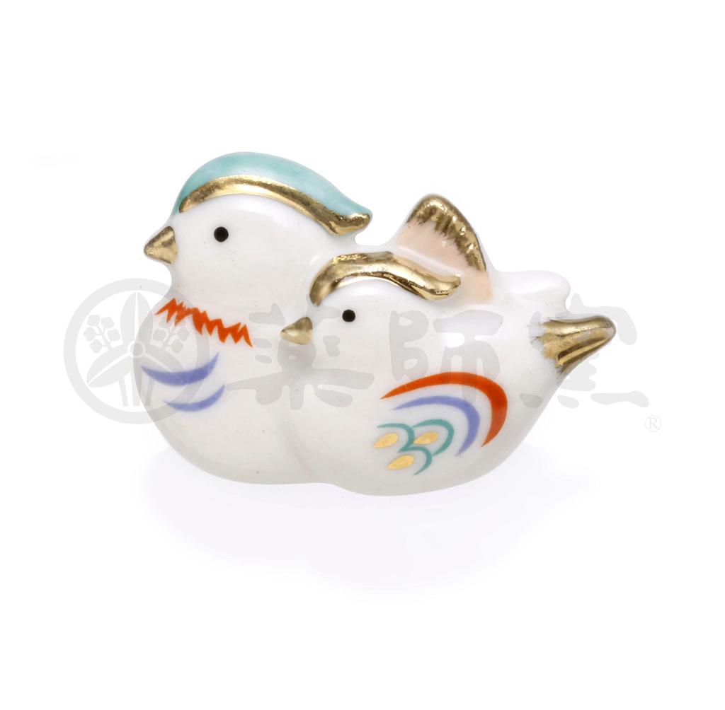 Yakushi Kiln Engi Mandarin Lovebirds Pin Brooch