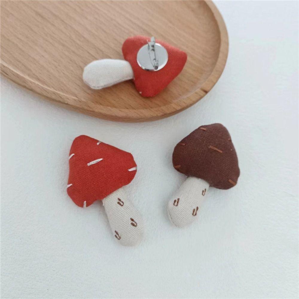 1 Pair Fabric Fabric Mushroom Pin Handmade Handcrafted Pin Premium Woodland Brooch Bag Accessory