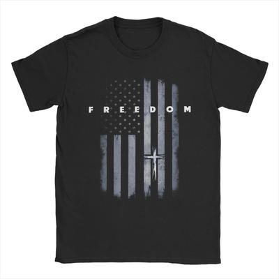 Unisexs TShirts Grunge American Flag and Cross Faith Family Freedom Casual Cotton Tee Shirt Short Sleeve  T Shirt Round Neck Tops