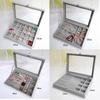 New Velvet & Glass Jewelry Display Organizer Box - Tray Holder Storage Case for Rings & Earrings