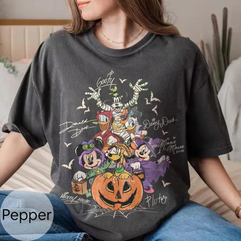 Retro Mickey Friends with Signs Halloween Comfort Colors Shirt Mickeys Not So Scary Halloween Party Trip 2025 Shirt S