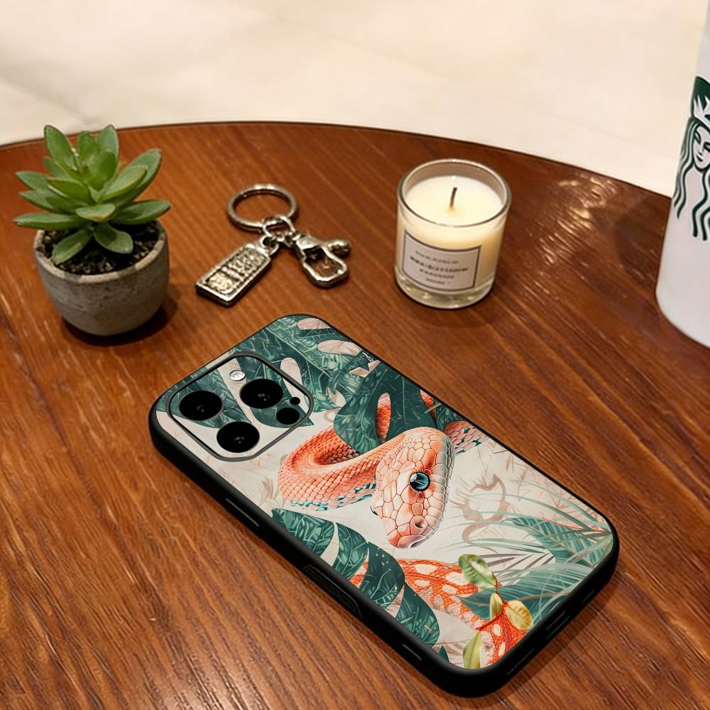 Serpent Phone Case For iPhone 17, 16,15,14,13,12,11 Plus,Pro Max, Others Soft Silicone Black Cover