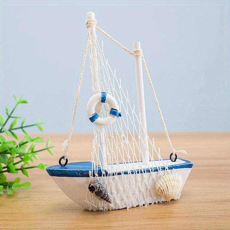 1pc Mini Marine Nautical Ship Sailing Boat Wood Crafts Ornaments Party Room Home Decoration