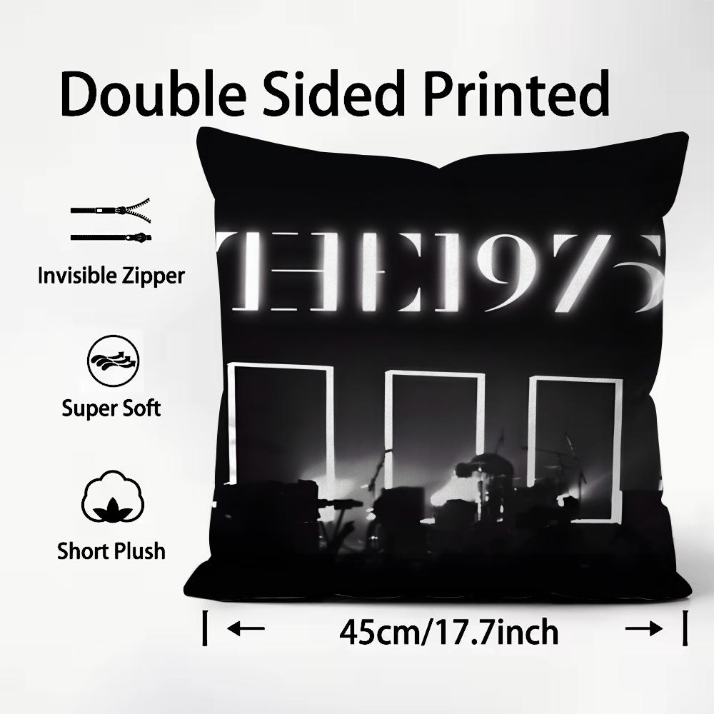 The Band Cushion Cover Plush Fabric Soft DoubleSided Printed Sofa Warm Winter Home Child Gift Pillow Case