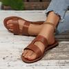 Women Slippers Round Headed Leather Ladies Slippers Casual Couple Beach Flat Shoes Comfortable Sandals Lightweight Slides Women