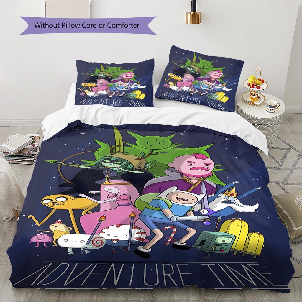 Adventure Time Pattern Bedding,Quilt Set Quilt Cover Pillowcase Home Decoration Birthday Gift (1 * duvet cover + 2 * pillowcase, without core)