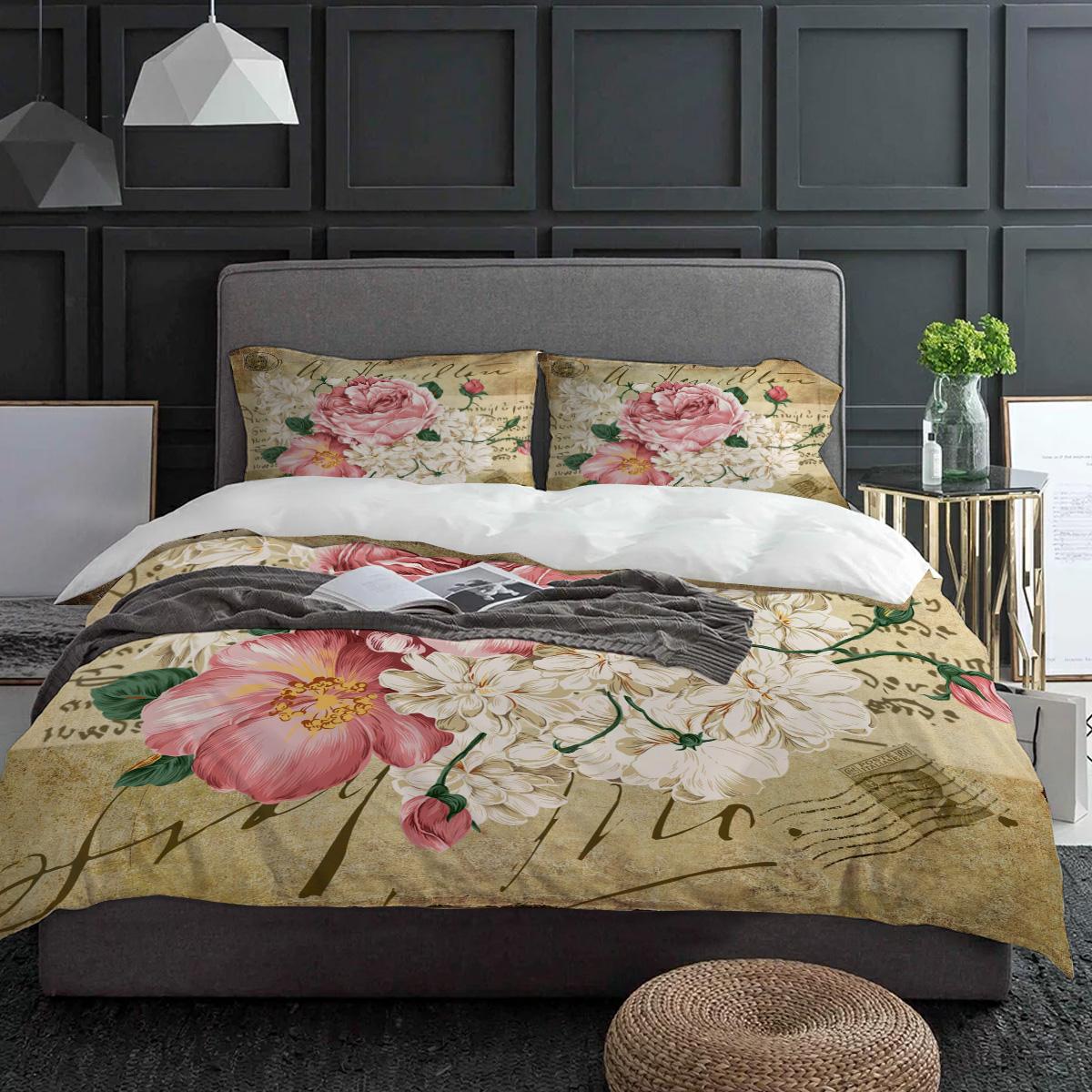 

Букет роз Ретро Постельный набор 3 предмета Мальчики Девочки Пододеяльник Наволочка Детский Взрослый Покрывало Комплект Двуспальный Домашний текстиль EU single(135x200cm)