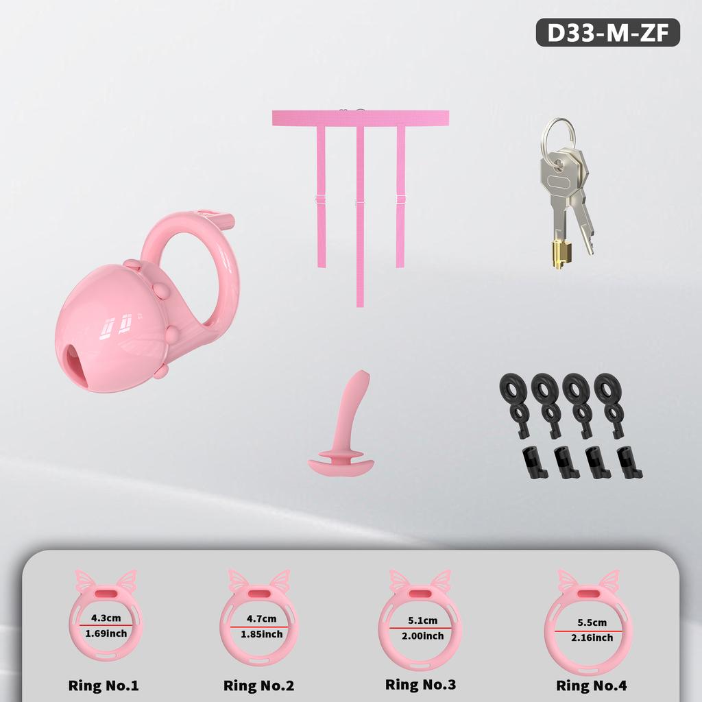 Vibrating Stretching Anal Plug Male Chastity Cage with 4 Size Silicone Ring Bondage Cock Exercise Urine Blockage Sex Toy for Man