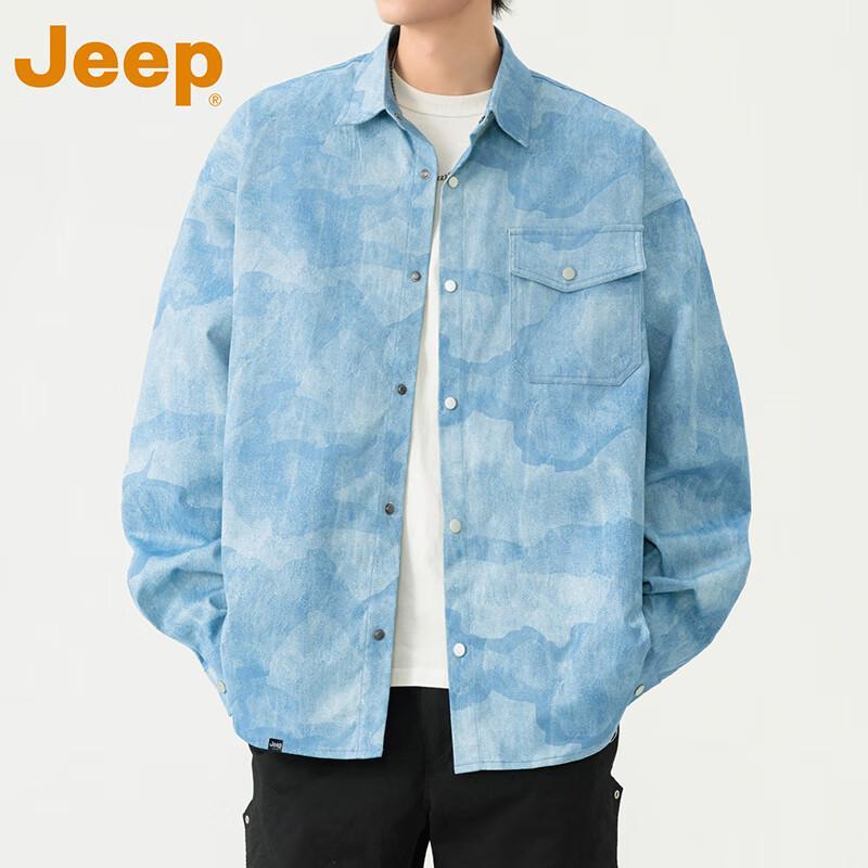 

Jeep Мужская рубашка-куртка с лацканами, простой тай-дай, коллекция Осень/Зима 2025 3XL