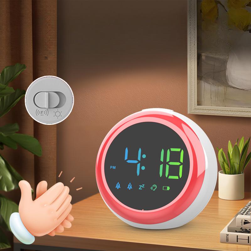 Voice Controlled LED Digital Electronic Clock Desktop Alarm Clock for Primary and Secondary School Students Rainbow Color Changing Bedside Clock