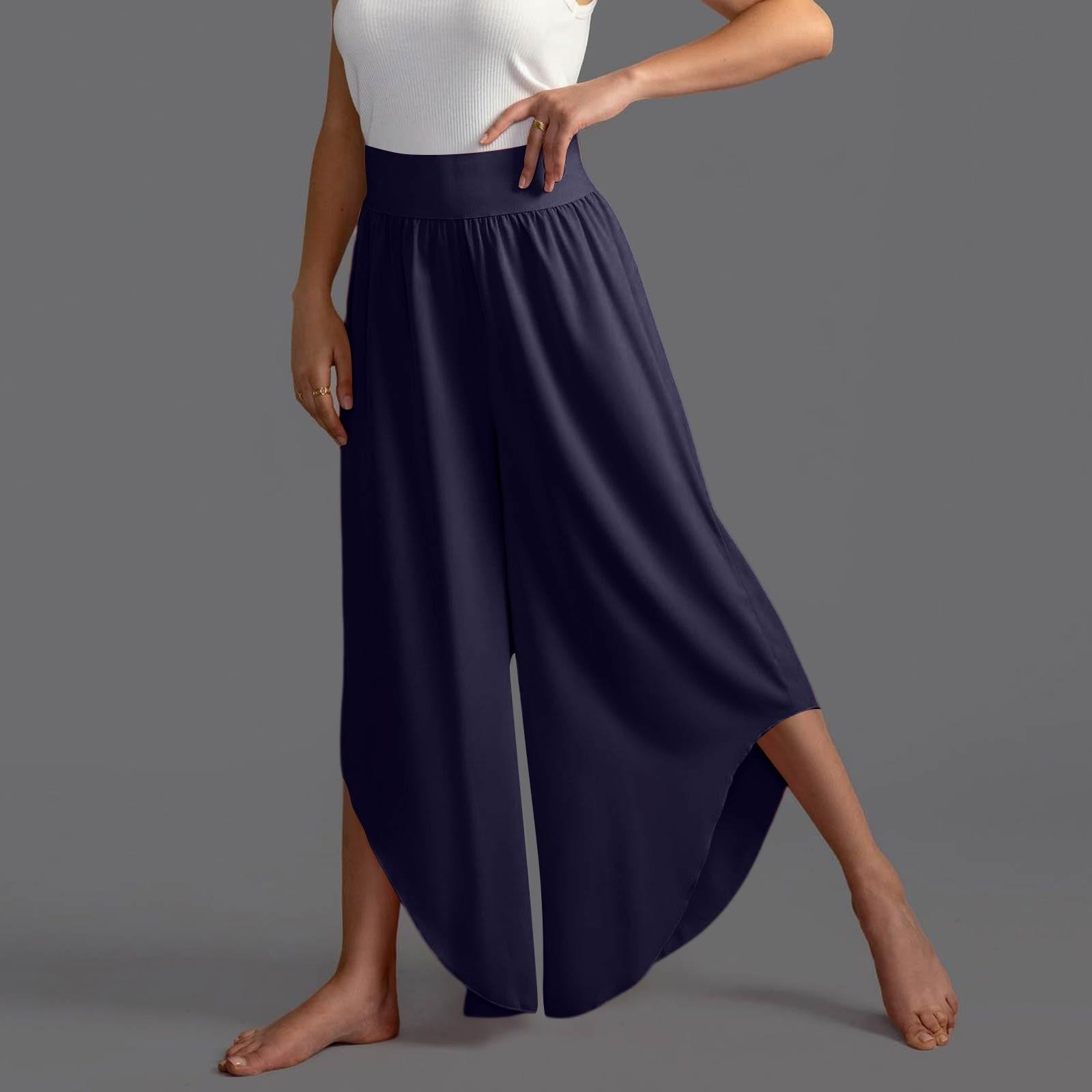 

Брюки для женщин, повседневные летние брюки с эластичной резинкой на талии и карманами L