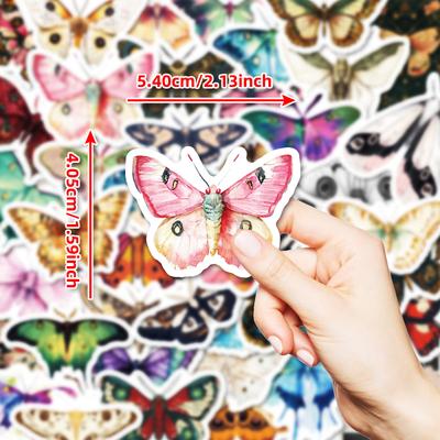 50 Retro Realistic Butterfly Moth Aesthetic Creative Graffiti Sticker Mobile Phone Case Handbook Material Self-adhesive Waterproof