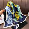 New Retro Large Printed Scarf Fashionable Large Shawl Imitation Silk Sunscreen Scarf for Women Thin Warmth
