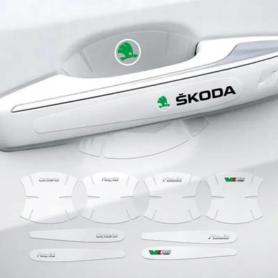 4/8 Piezas Pegatinas Transparentes de Protección para el Tazón de la Manija de la Puerta del Coche Para Skoda VRS Yeti Fabia Octavia 3 2 a5 a7 Kodiaq Rapid Karoq