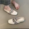 Inner height increase Mary Jane shoes spring and summer 2025 French new Chinese retro with skirt Baotou one foot and half slippers