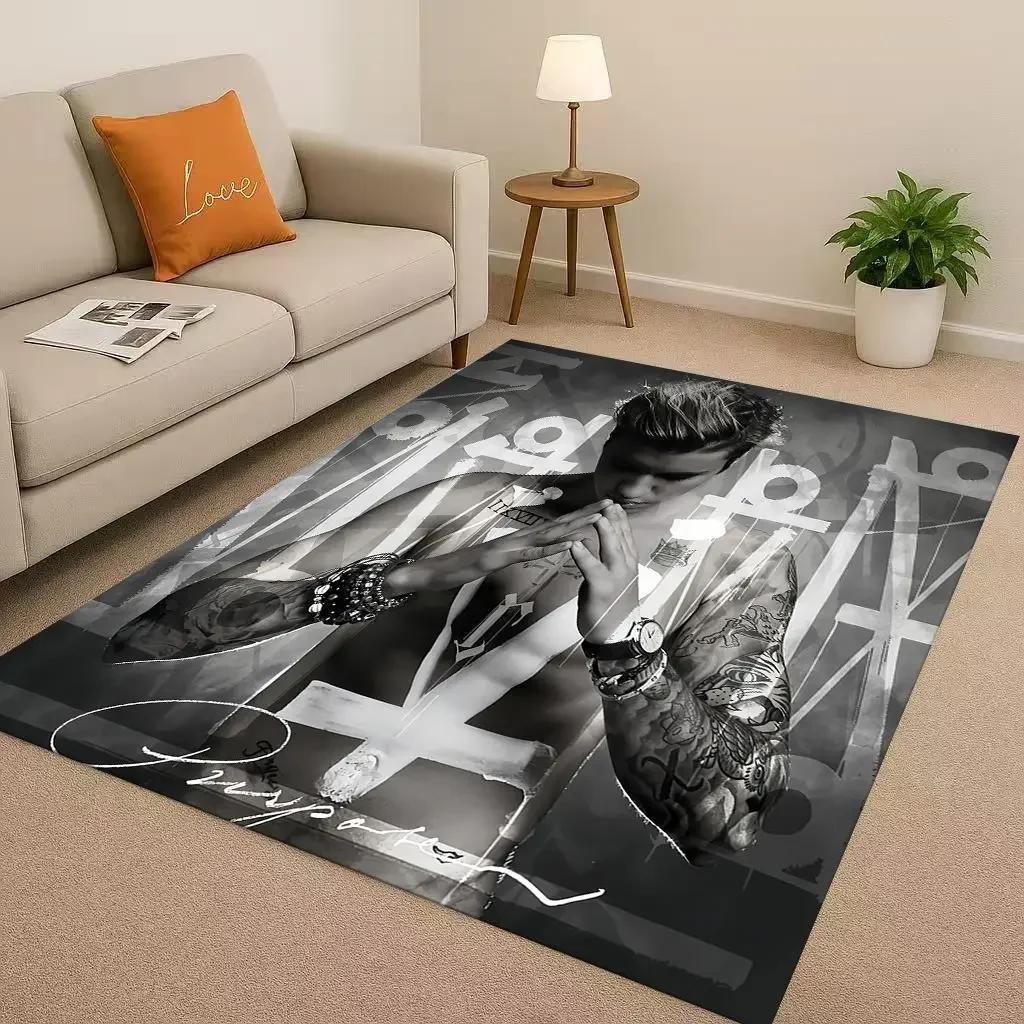 

HD Fashion B-Bieber Singer Star Living Room Non-Slip Area Rug Carpet for Bedroom Playroom Sofa,Easy Clean Home Doormat Playmat 40x60cm( 15x23in )