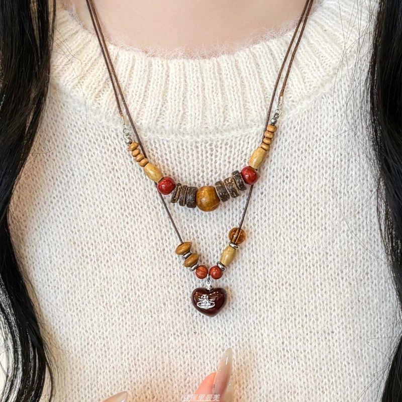 Modny Etniczny Retro Naszyjnik z Wisiorkiem Koralikowym dla Kobiet