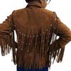 NOORA New Ladies Brown Suede Leather Western Women Fringe Jacket Motorcycle Jacket