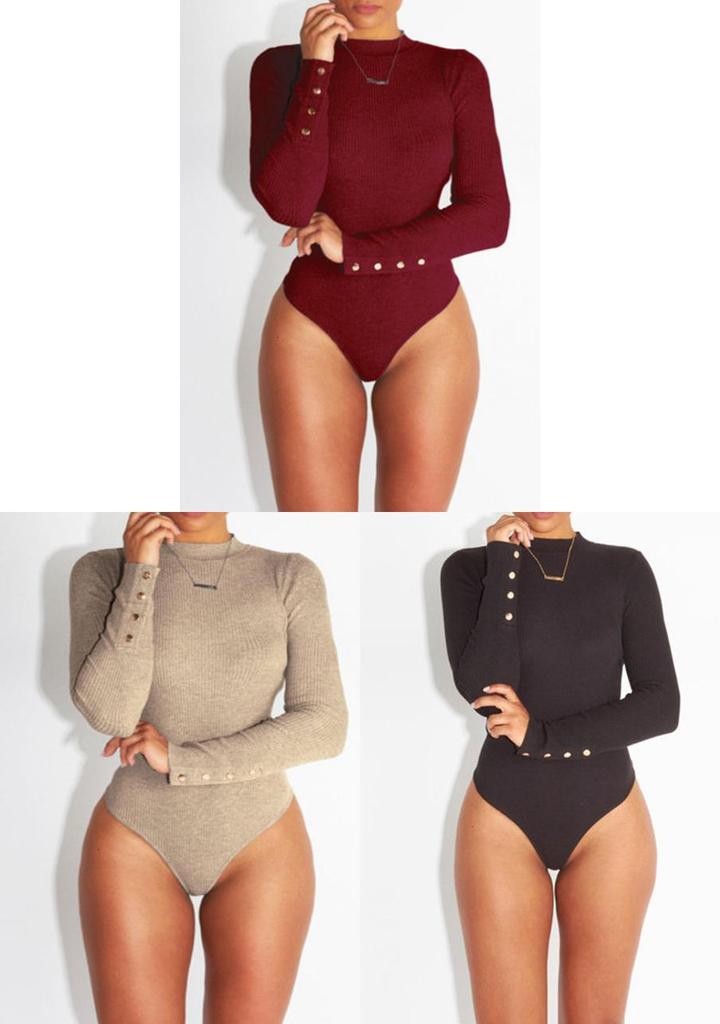 Premium Quality Long Sleeve Basic Jersey Bodysuit For Effortless Versatility