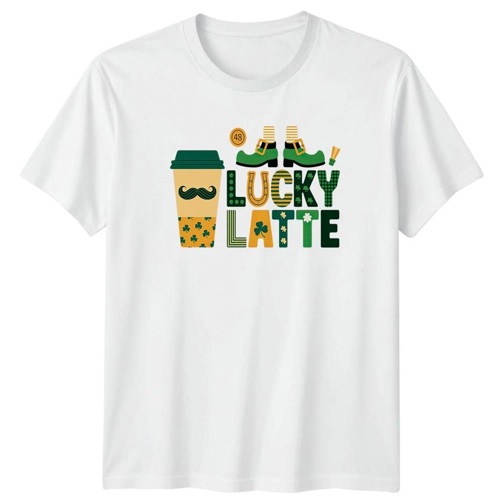 Lucky Latte TShirt St Patricks Day Coffee Holiday Seasonal Gift For Him And Her S