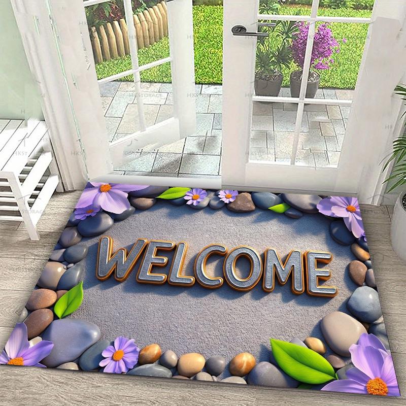 1 Piece of 2D Printed Imitation Pebble Entrance Mat for Indoor Area for Home Office Front Door Entrance Mat Decorat for Home